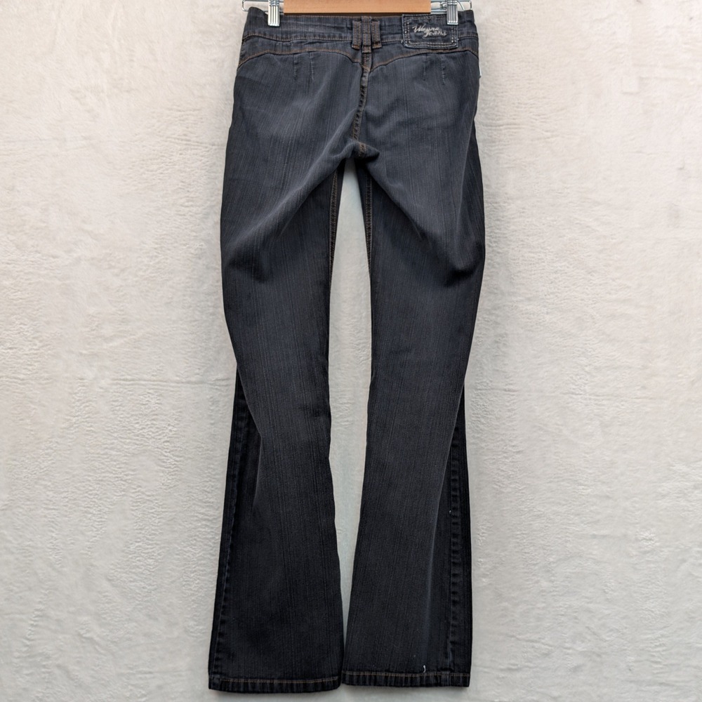 VTG Wanya Jeans Women's 28x33 Black Faded Slim Low Rise Bootcut Embroidered Y2K - Picture 3 of 12